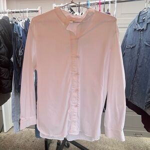 J. Jill mandarin style white cotton top collarless size M